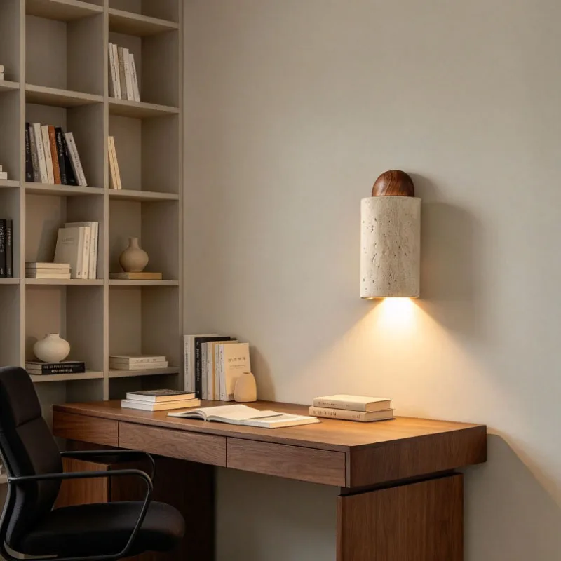 Medieval Natural Stone Bedroom Bedside Wall Lamp Japanese Retro Wabi-sabi Style Restaurant Bed Breakfast Corridor Living Room