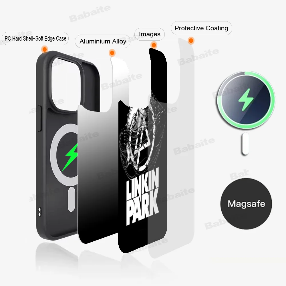 Band L-Linkin P-Park Phone Case Magesafe Magnetic Wireless Charge Case For iPhone 16 11 12 13 14 15 Pro Max Plus Mini