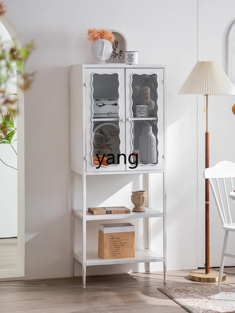 Yjq Iron Distressed Modern Minimalist Storage Display Dining Side Storage Cabinet