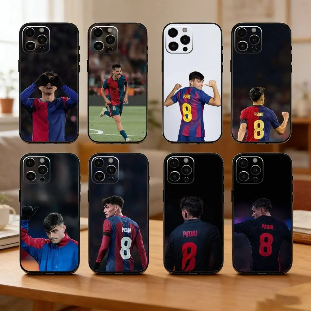

Football 8 P-Pedri Phone Case For iPhone17,16,15,14,13,12 Plus,Max Soft Silicone Black Cover