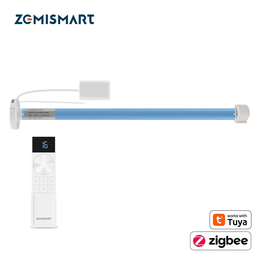 Zemismart Zigbee Rechargeable Roller Blinds Motor Work with Tuya for 17mm 25mm 28mm Tube Alexa Google Electric Curtain Engine