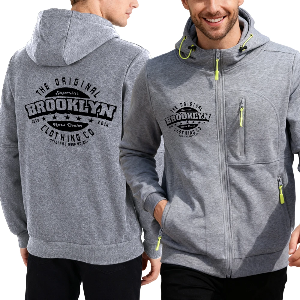 

Оригинальная одежда Brooklyn с узором, мужская толстовка на молнии, модная уличная одежда в стиле хип-хоп, свободные повседневные толстовки, флисовая мягкая куртка