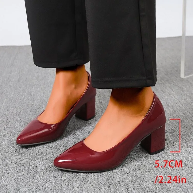 

High-heeled Shoes Women 2026 Pointed Shallow Mouth Shoes Women's Thick-heeled Fashion Shoes Plus Size 42 Zapatos Para Mujer New