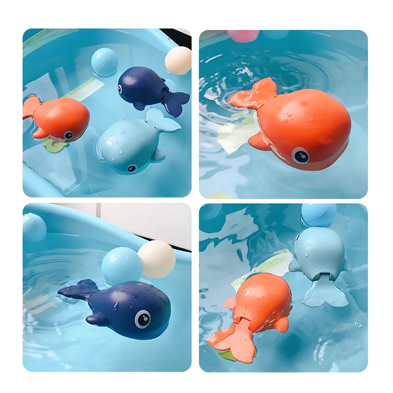 1Pcs Clockwork Swimming Game Novelty Kid Bathroom Water Play Toy Cartoon Animal Bath Toy Baby Bath Pool Chain Whale Swim Gift