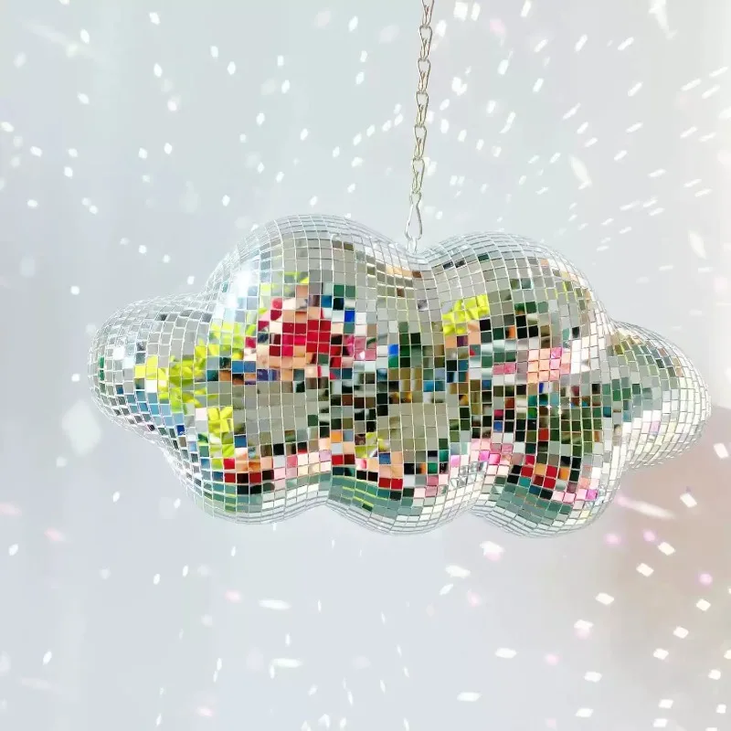 Everbright Store Fashion Bar Party Ornaments Silver Glass Mirror Cloud Ornament Pendant
