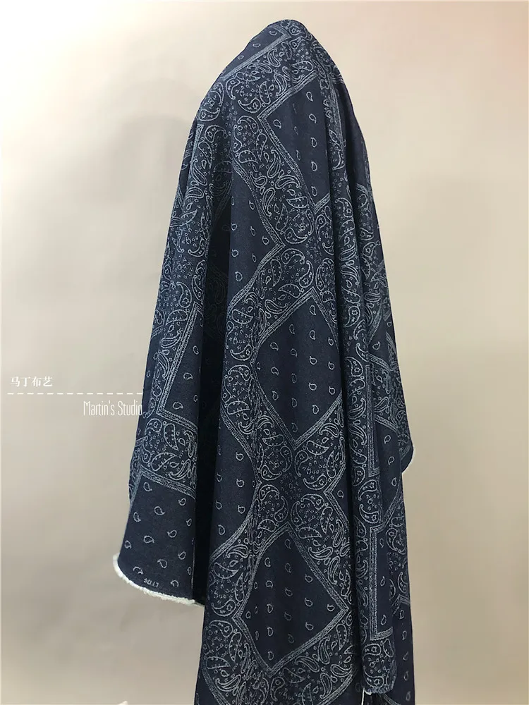 

Cashew Denim Fabric Jacquard Washing Clothing Design Luggage Hat Fabric Handmade DIY