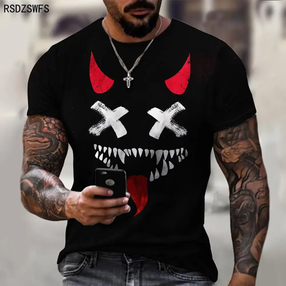 3D printed XOXO pattern  T-shirt fashion men\'s street casual sports shirt male O-neck oversized T-shirt  fishing