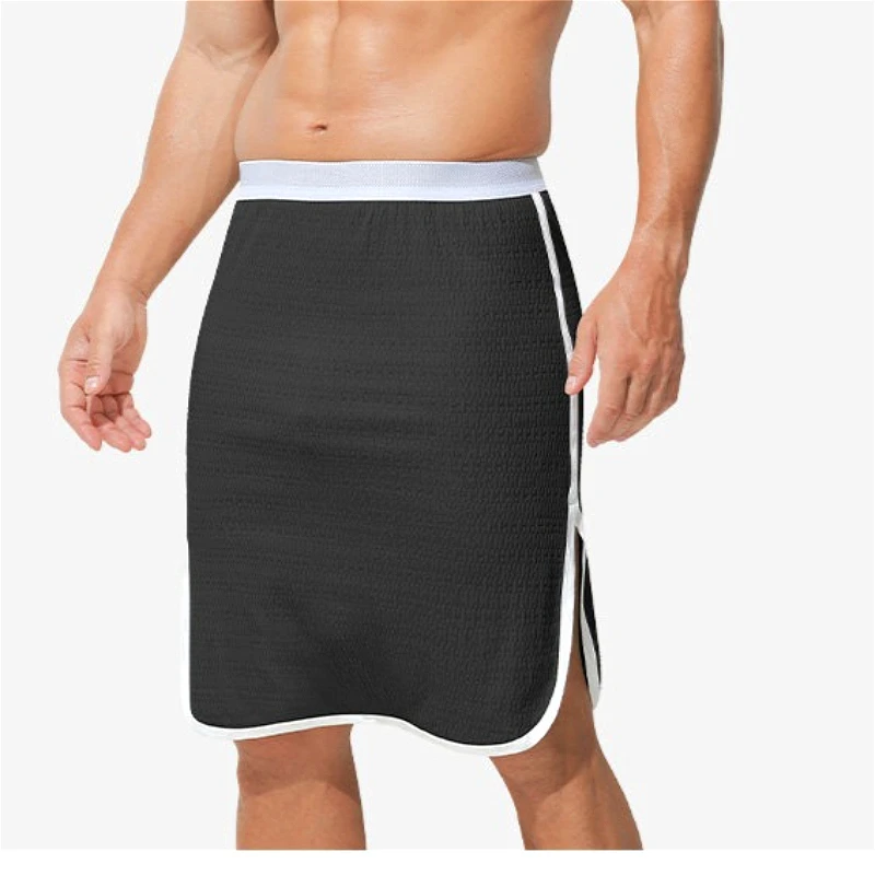 Summer Sleep Bottoms Skirts Mens Cotton Crotchless Sleeping Pajamas Dresses Slit Sleep Naked Nightgown Men Body Apron Sleepwear
