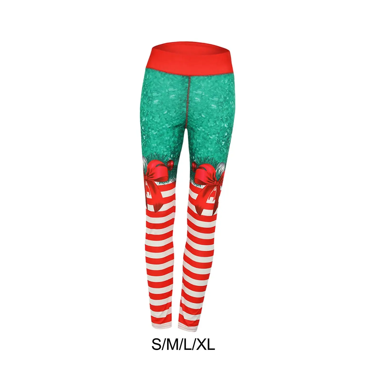 Womens High Waist Leggings, Fitness Pants Leggings, Stripe Print Slimming Christmas Workout Leggings Running Yoga Leggings