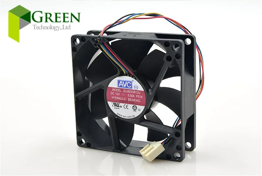 5pcs The Original AVC DL08025R12U 8025 80MM 80*80*25MM  Comptuter CPU Case Cooling fan 12V 0.5A  with 4pin pwm