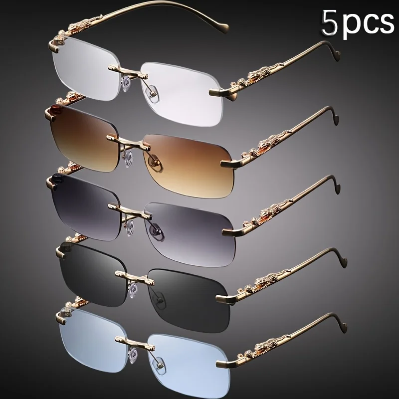 

5 шт. минималистичных модных металлических очков без оправы квадратной формы с гладкими краями для мужчин и женщин