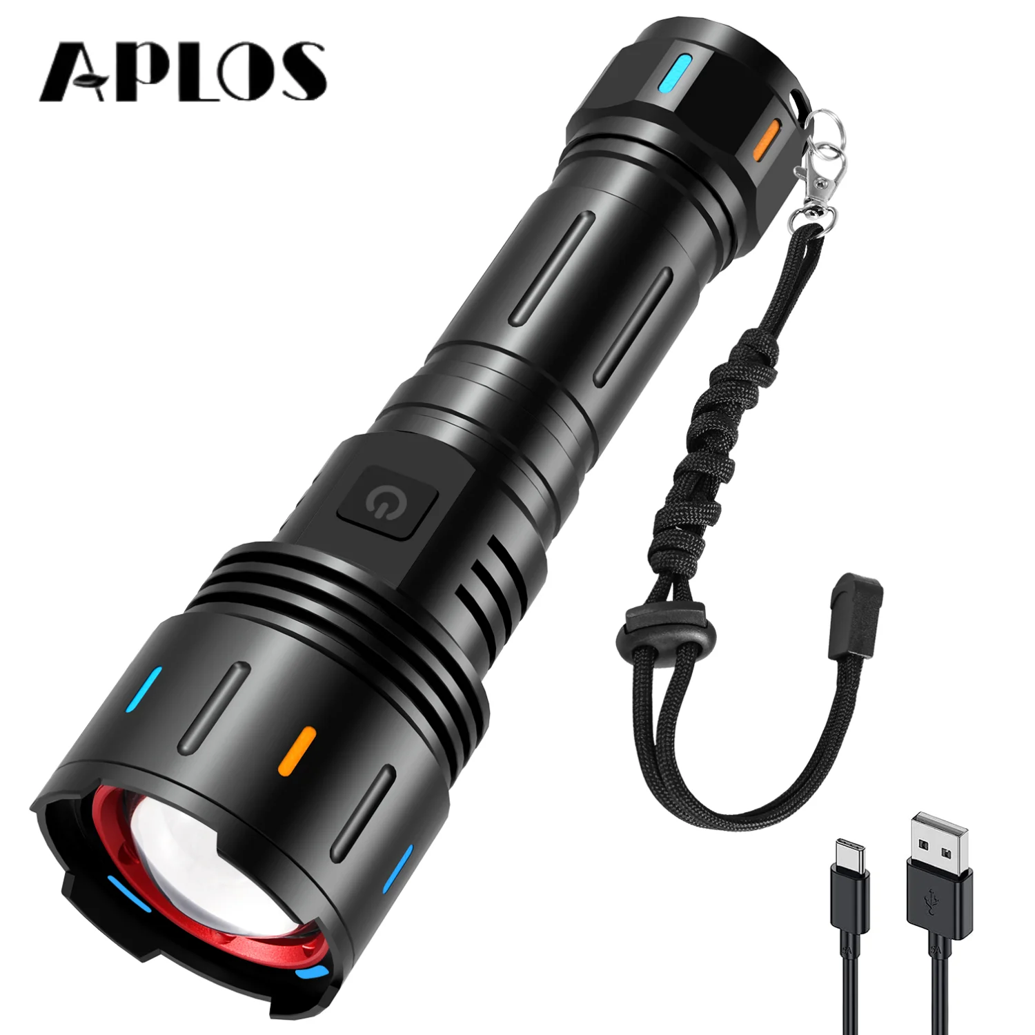 aplos f60 lanternas led de alta potencia tocha de acampamento recarregavel lanterna de mao portatil zoom modos exterior e emergencia 01