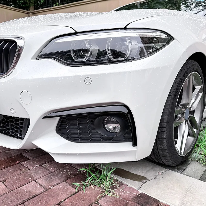 Parachoques delantero de fibra de carbono negro brillante para BMW, divisor de labios, alerón, cubierta de lámpara antiniebla, rejilla de ABS, 2014