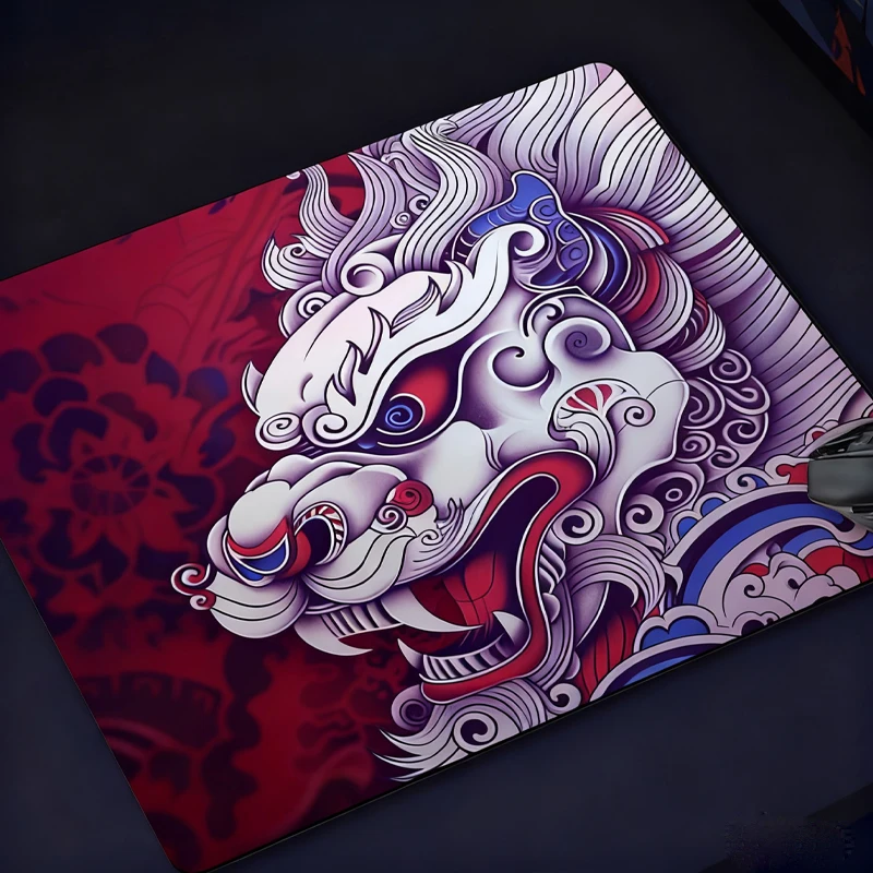 

Lockless Edge Glass Mouse Pad Chinese Elemental Patterns Style Professional Esports Games Mouse Pad PC Mouse Pad For Home Work