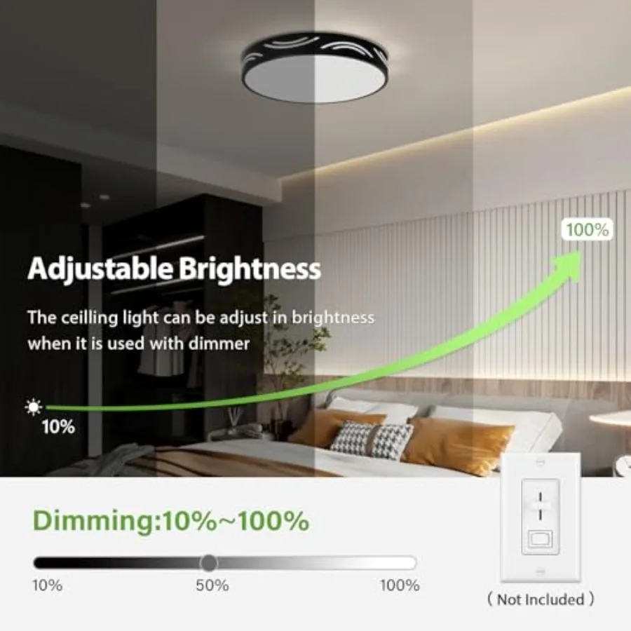 Modern Dimmable Ceiling Light Fixture5CCT in One LED Flush Mount Kitchen Lights Round Close to Ceiling Lamp for Bedroom Living