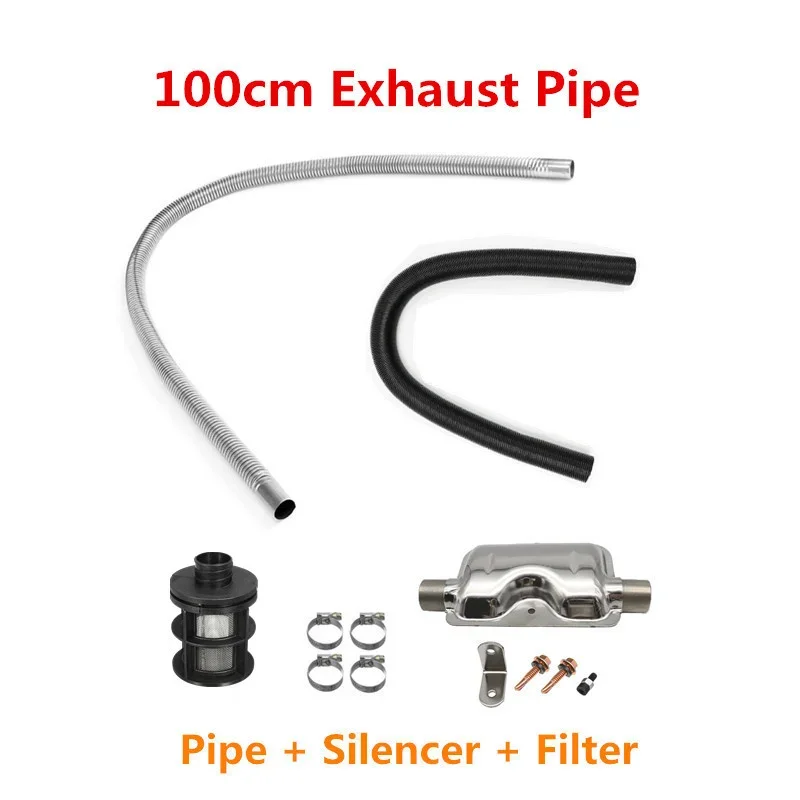 100cm Car Diesel Parking Heater 24mm Exhaust Silencer + 25mm Filter + 2 Pipe Air Diesel Duct Heater Part Fit Webasto Eberspacher