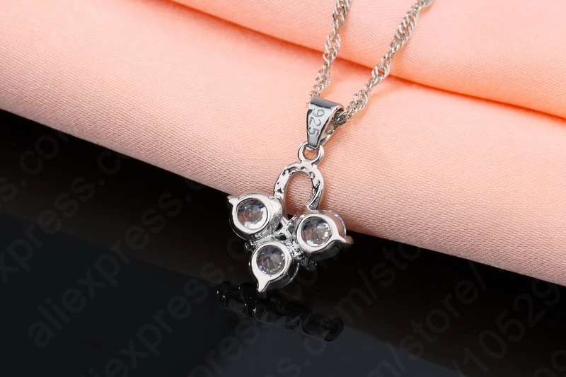 Nice Women Wedding Jewelry 925 Sterling Silver Cubic Zircon Cherry Shape Pendant  Jewelry Set Wholesale Factory Price