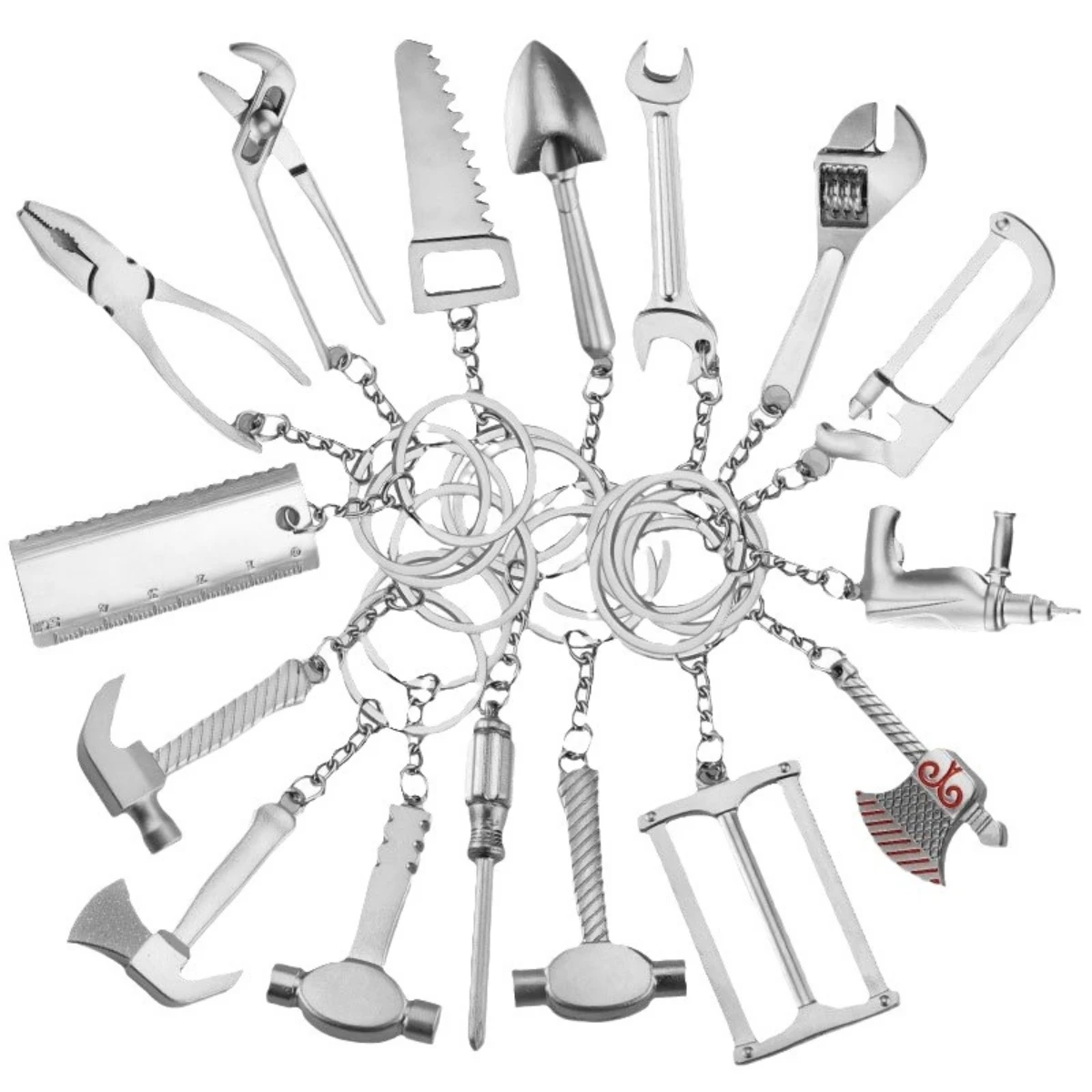 Mini simulation practical tool keychain metal wrench pliers key pendant creative men's key gift