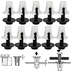 10 Kit Car Exterior Grommet Expanding Nut Screws Bumper Hood Insert Clip For Wheel Arch Body Side Skirt Lining Rivet Accessories