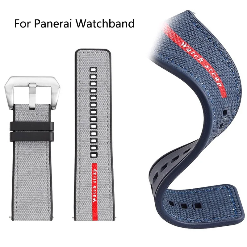 أسود رمادي أزرق نايلون سيليكون قاعدة حزام ساعة اليد لبانيراي غاطسة PAM1391/1565 لونا روسا حزام الساعات مع 24 مللي متر حزام الرجال