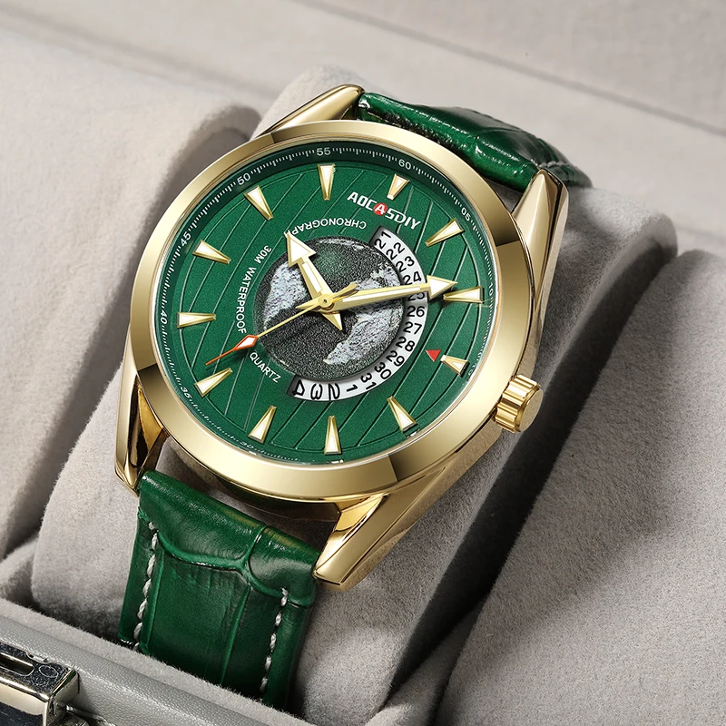 New Fashion Men's Watches Earth Dial Waterproof Luminous Calendar Quartz Wristwatches Male Clock Relogio Masculino Drop Shipping