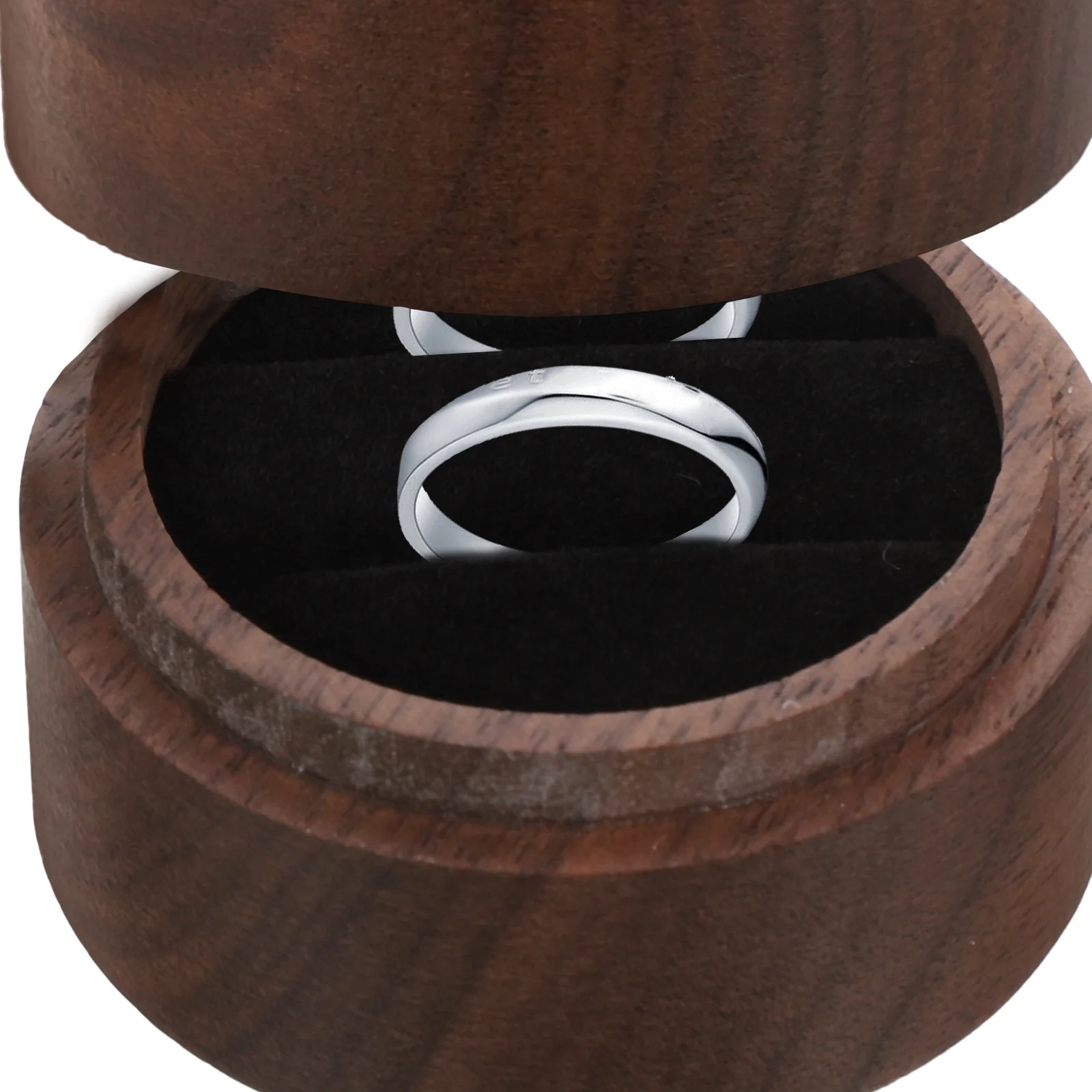 

Elegant Wood Ring Box Small Round Engagement Proposal Wedding Ring Storage Display Case Gift for Jewelry Ceremony