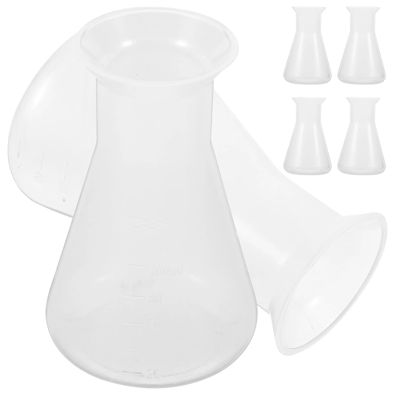 6 Pcs Laboratory Flask Erlenmeyer Wide Mouth Chemistry 100ml Plastic Science Pp Flasks