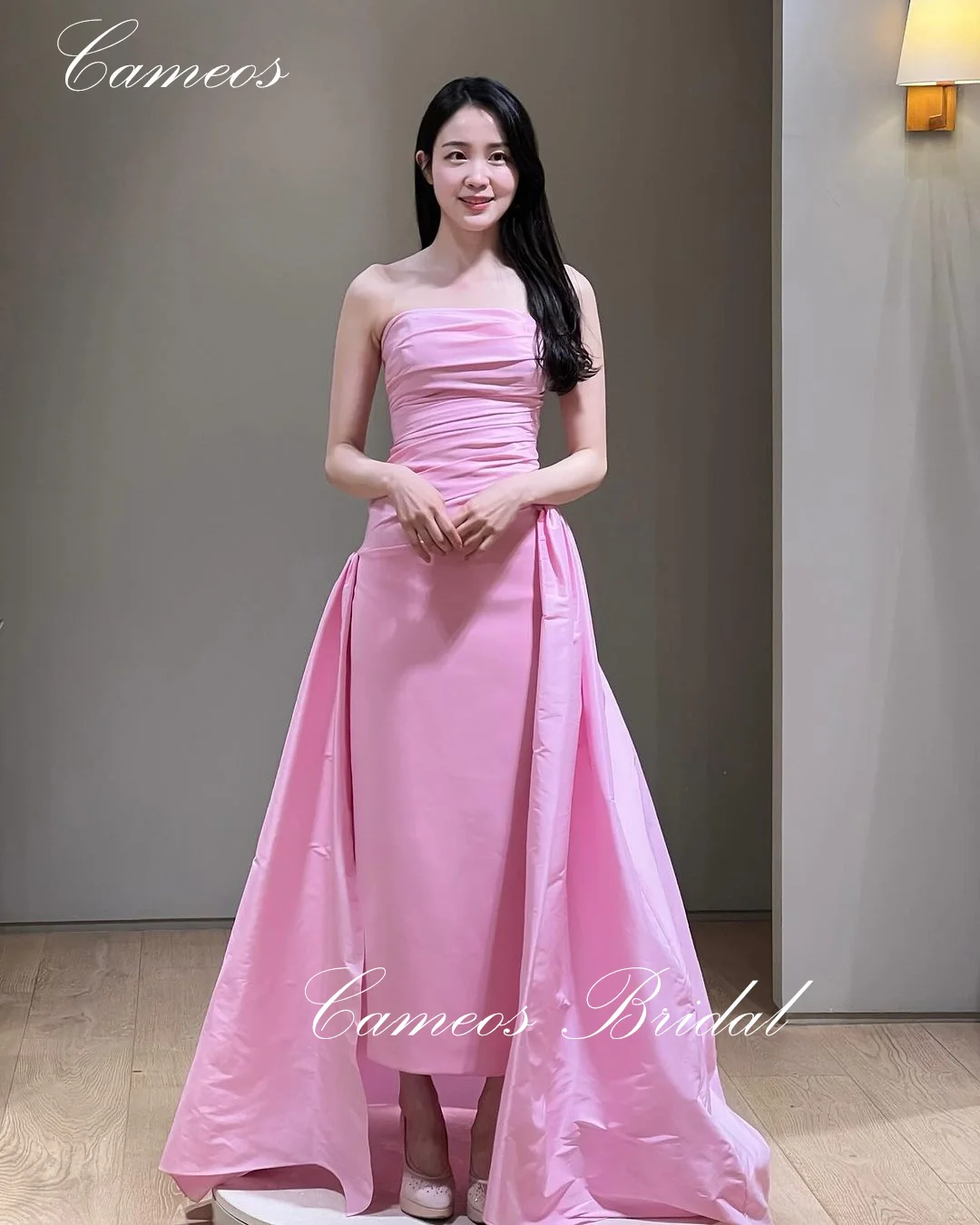 

SONDR Korea Strapless Taffeta Evening Dress Custom Made Formal Prom Dress Sheath Fuchsia 웨딩드레스 Occasion Party Evening Gown