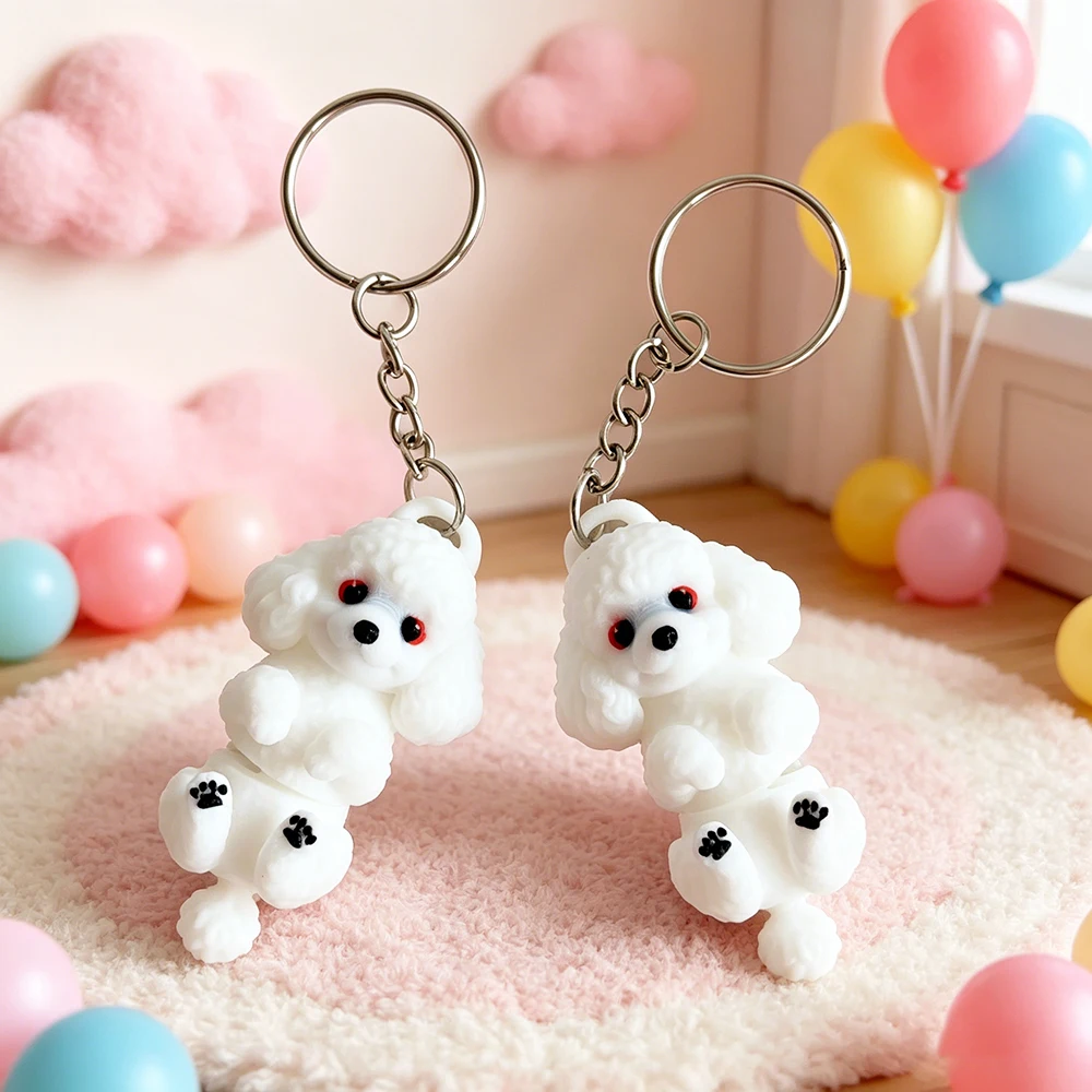 3d Printing Cute Arctic Wolf Keychain Fantasy Theme Design, Movable Backpack Pendant, Mobile Phone, Car, Etc