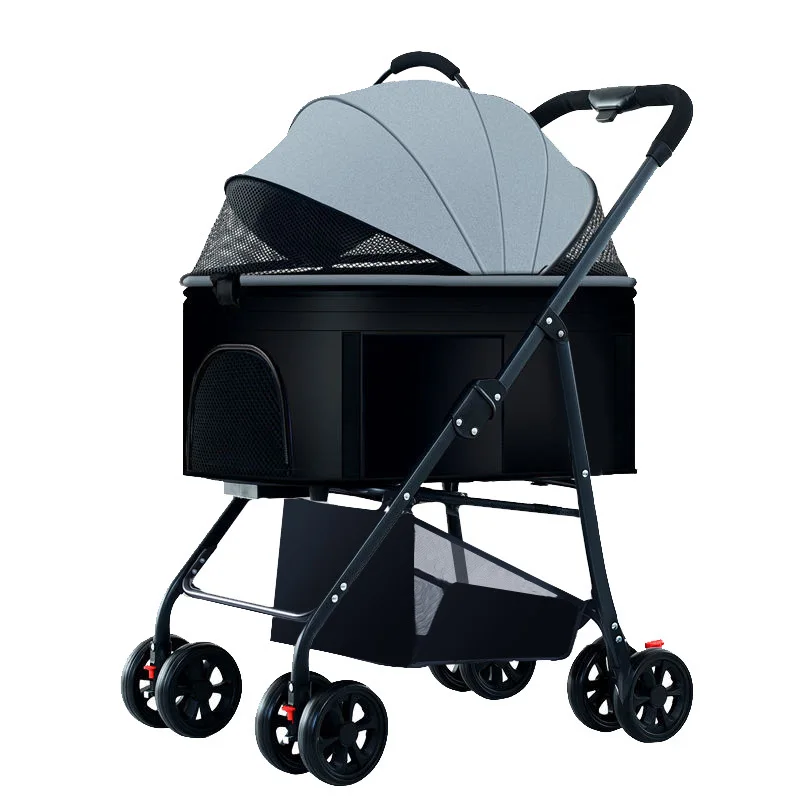 Venta al por mayor, cochecito plegable para perros, carrito de viaje para perros pequeños de lujo, cochecito para perros con asa para caminar, bolso con ruedas para gatos