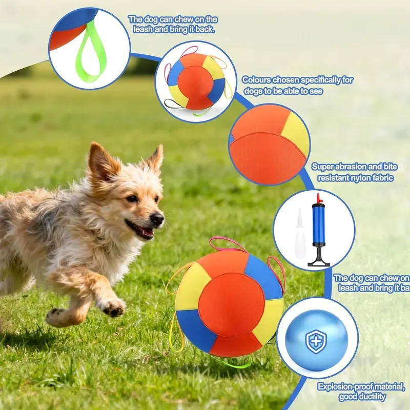 Tug of War Dog Toy with Handles Soccer Ball Toy Interactive Training Toy Herding Balls for Outdoor Use for Dogs view 4