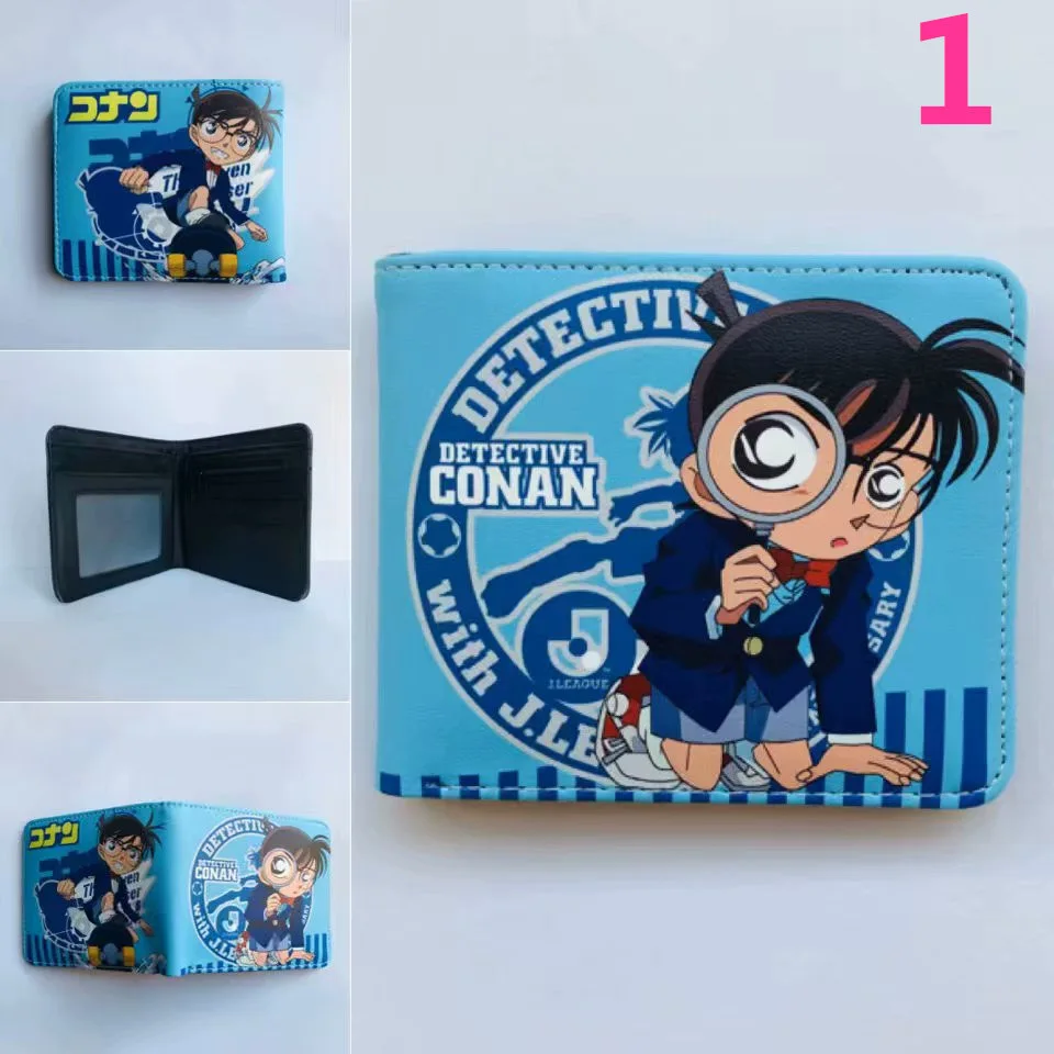 Cute Anime Detectives Conan Short Coin Purse Cartoon Student Folding Wallet Storage Bag Coin Purse Leather Wallet Birthday Gift