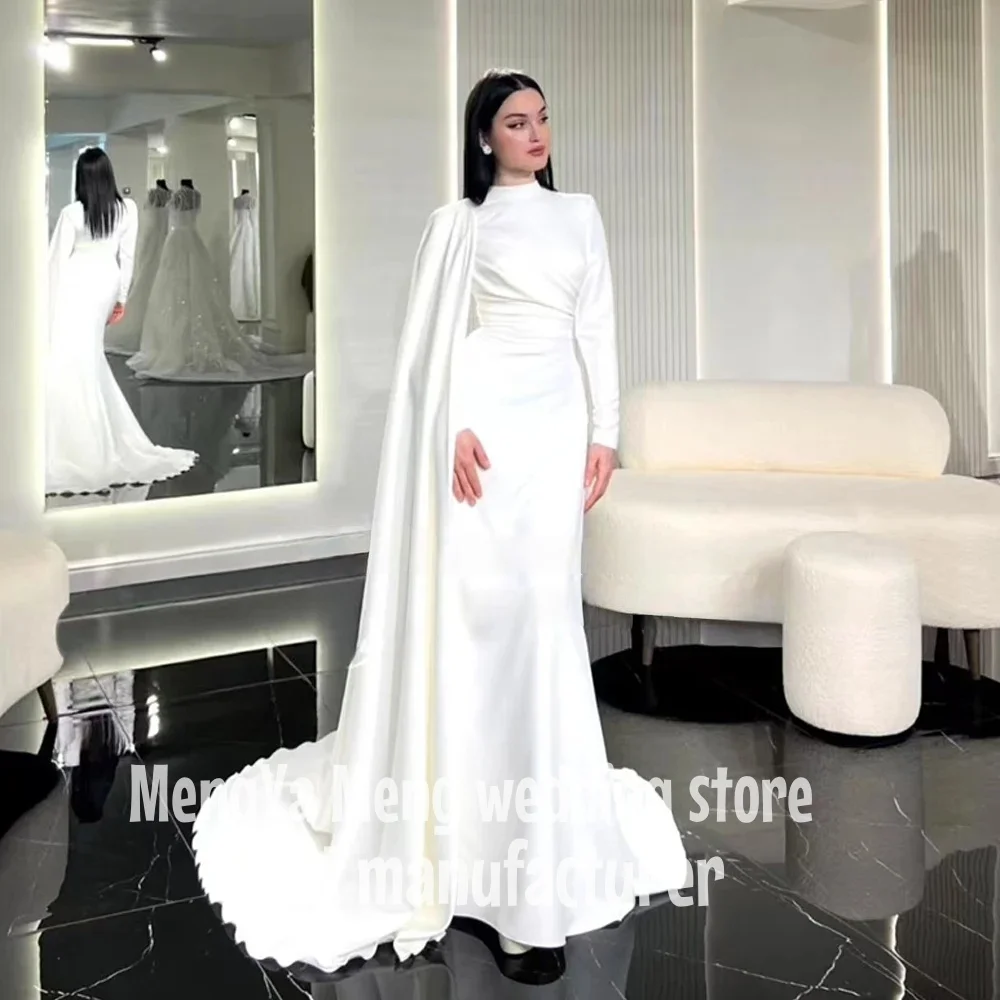 Customized Dubai Luxury Evening Dress Hig Scoop Neckline Floor-Length Wedding Party Dress Column Zipper Up Cap Straps Vestidos