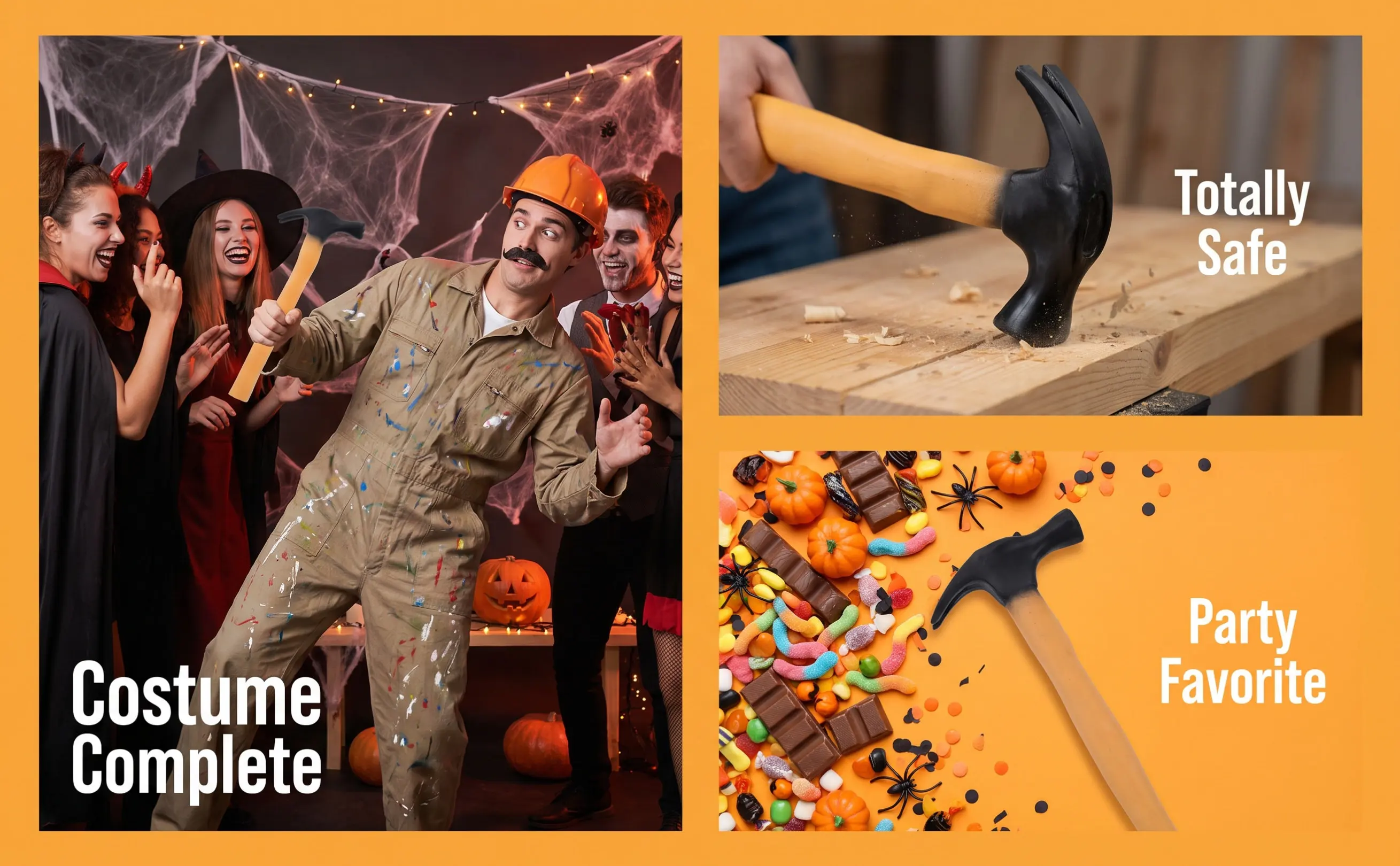 2Pcs Halloween Rubber Hammer Prop Funny Prank Cosplay Party Performance Gag Accessory Funny Hammer Halloween Costume Props