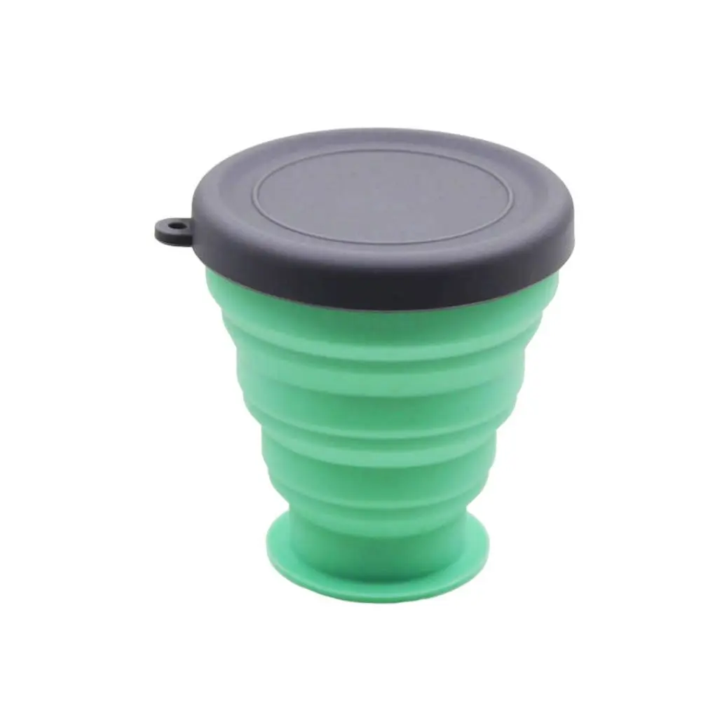 Tazas de agua plegables telescópicas con tapa, taza plegable de silicona de calidad alimentaria, taza de viaje plegable resistente al calor para beber