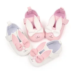 Zapatos de princesa con dibujos animados para niñas, calzado de PU para primeros pasos, suela suave, antideslizante, con lazo, para cuna, novedad de 2023