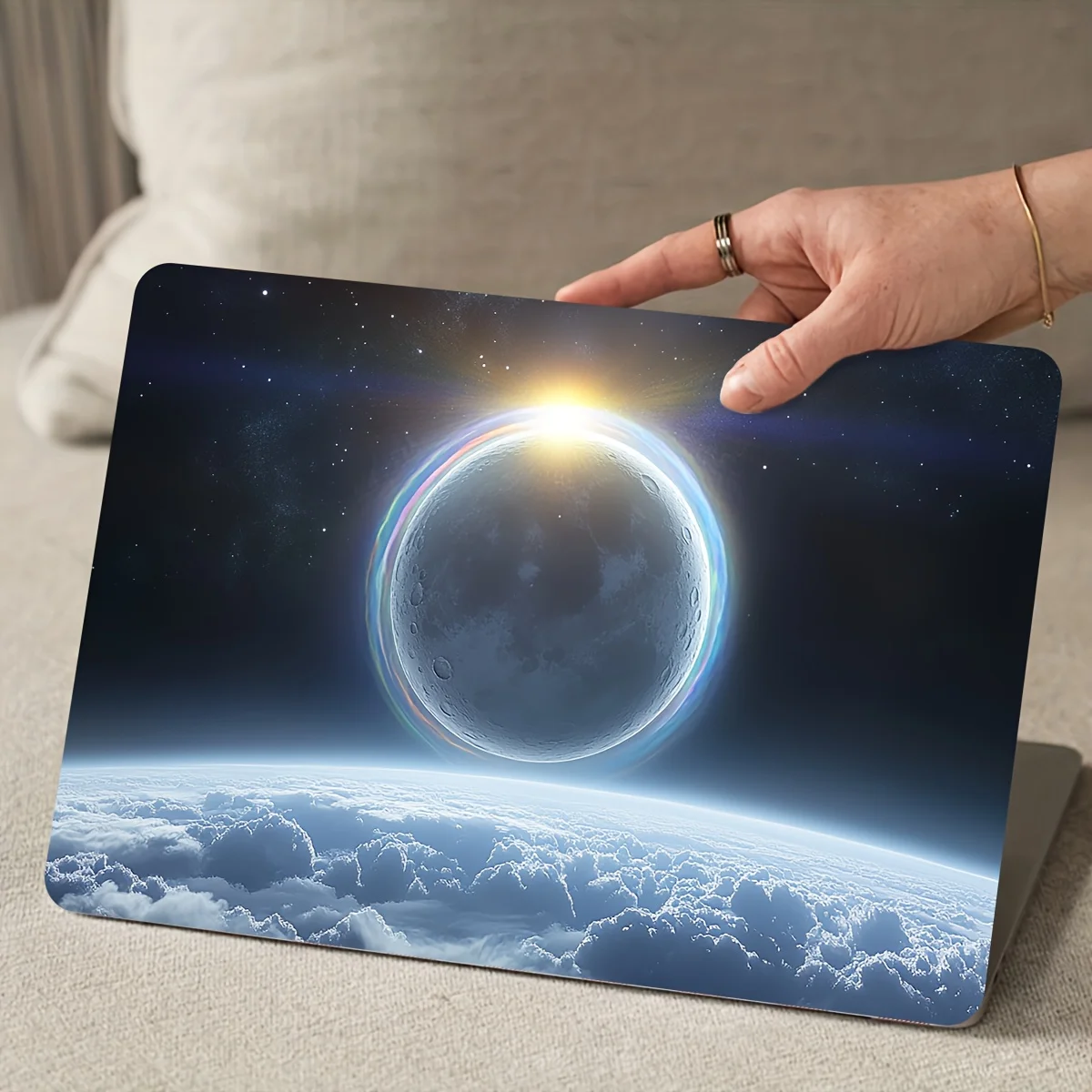 Custodia adesiva artistica per laptop in 2 pezzi, adesivo universale per netbook beige chiaro impermeabile resistente ai graffi, impermeabile, resistente ai graffi