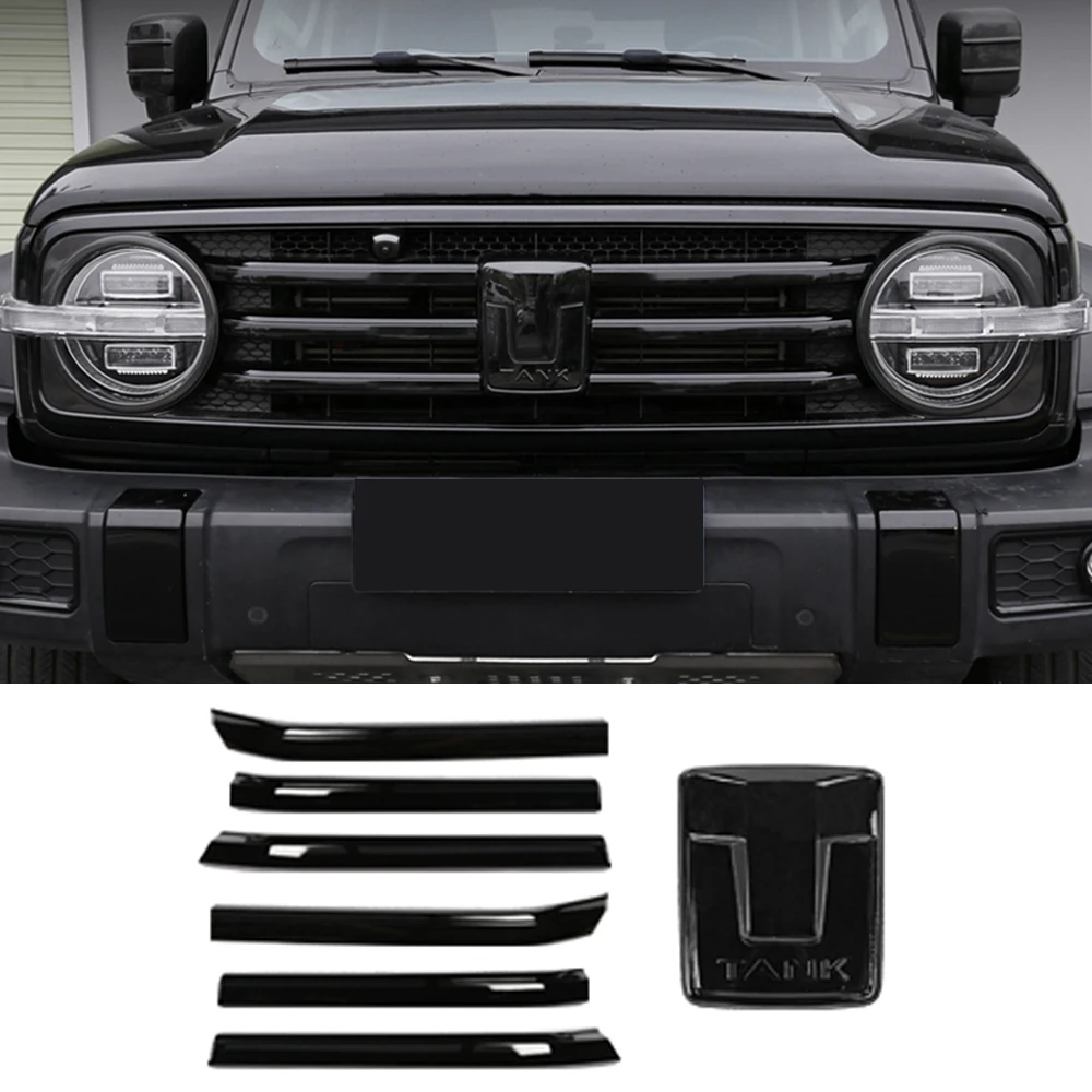 

For 2021-2025 Tank 300 grille trim, blacked-out car emblem modification exterior accessory, Black Warrior modification trim