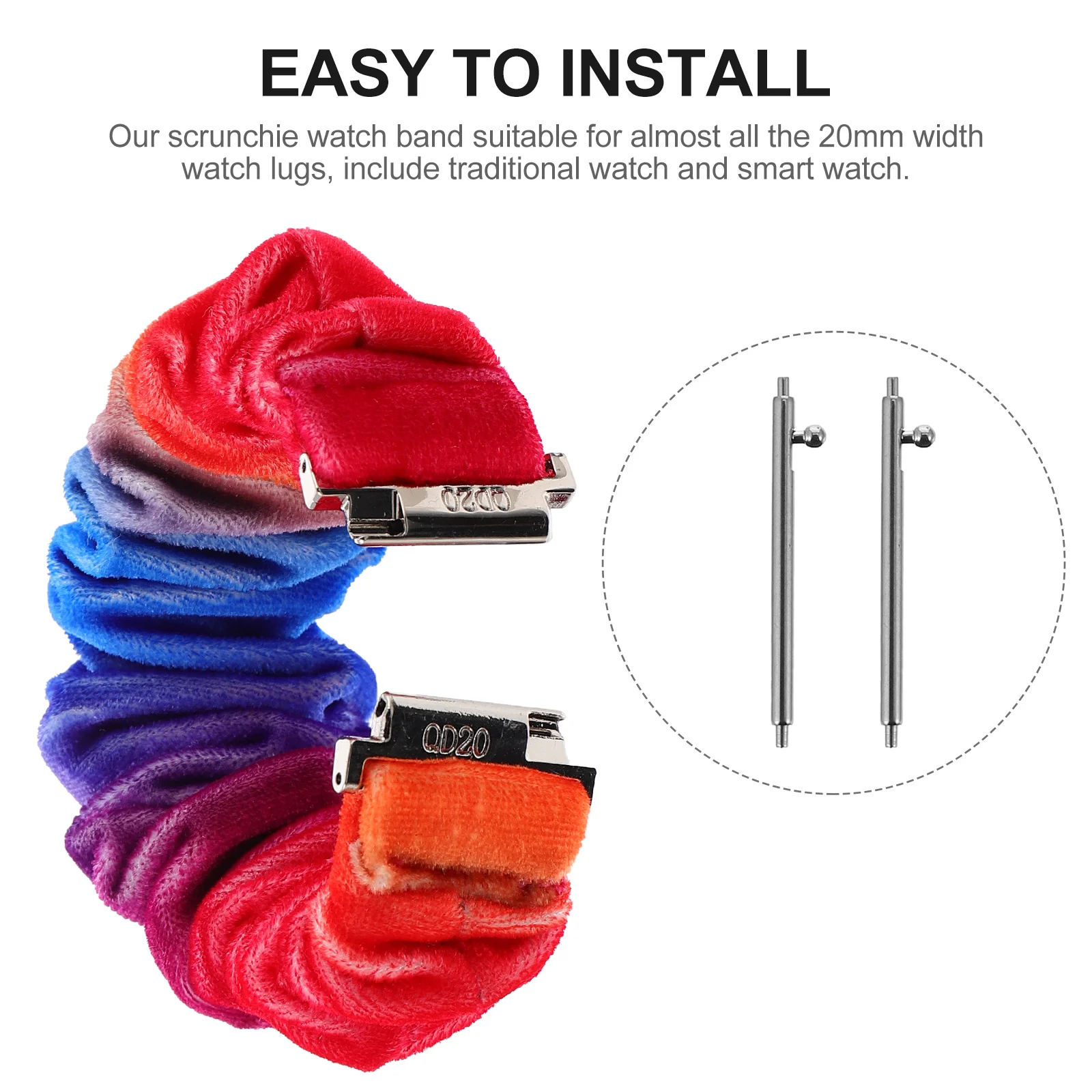 

20mm Scrunchie Watch Strap Adjustable Size Suitable for Galaxy and More Watch Strap Scrunchie Watchband Watchband Replacement