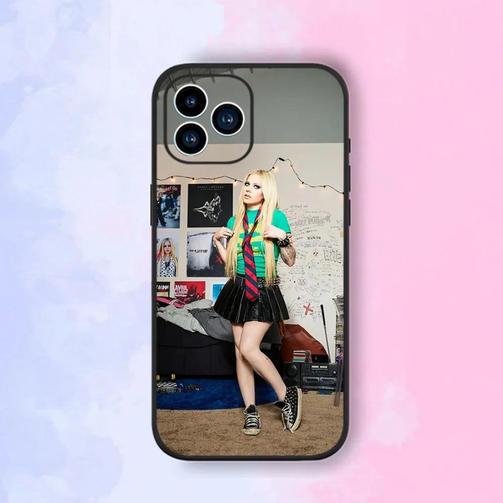 Singer Avril Ramona Lavigne Phone Case iPhone 15,14,13,12,11,XS,XR,X,8,7,Pro,Max,Plus,mini Silicone Black Cover