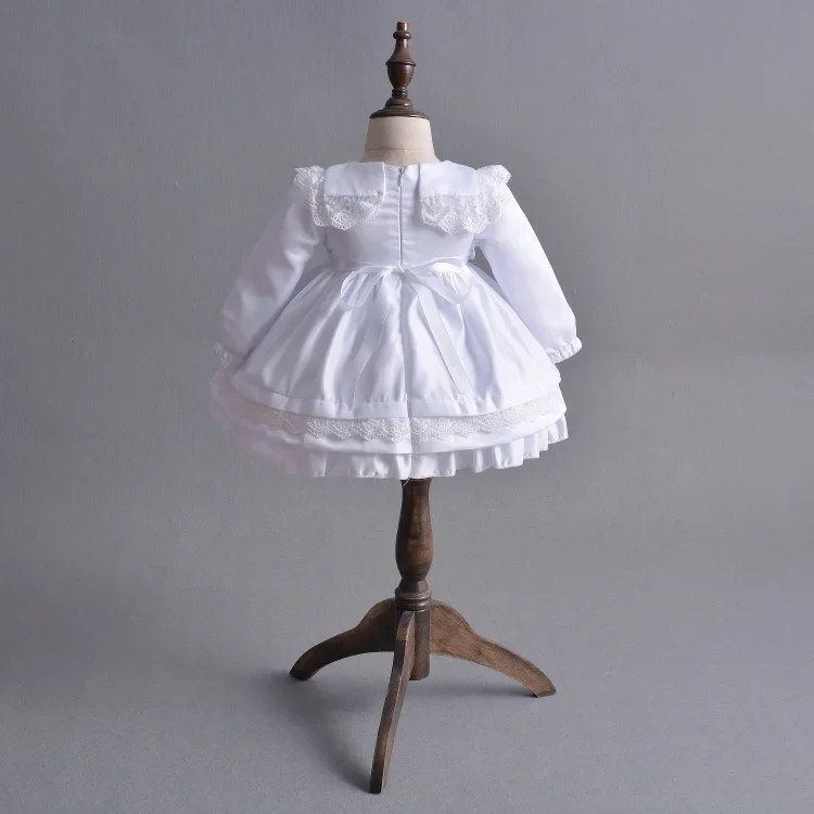 White 1 Year Old Birthday Baby Girls Dress Full Sleeve Baby Girl Baptism Christening Outfit  Spring Baby Clothes RBF184017