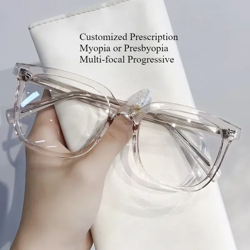 Lunettes de lecture photochromiques en acétate pour femmes, Prescription personnalisée à la mode, grand cadre, myopie, lentille progressive multifocale