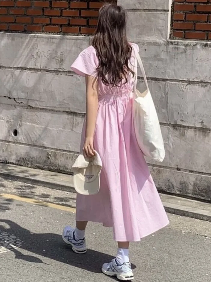 Sweet Fre Summer New Chic Bal Cross V-ne Bubble Sve Dr Faionable Casual Or Sve Dres da donna