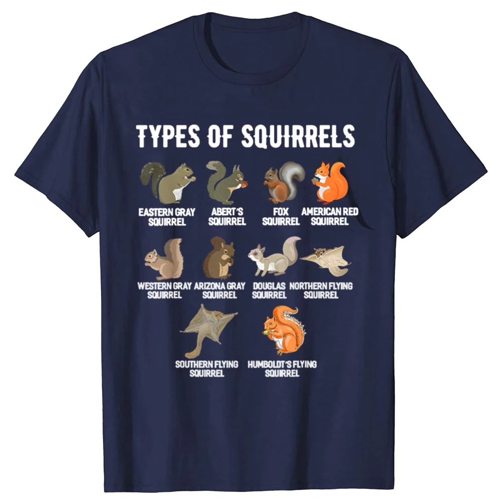Arten von Eichhörnchen, lustige Eichhörnchen-Grafik-T-Shirts, modisches, lässiges T-Shirt für Herren und Damen, 100 % Baumwolle, lockeres, übergroßes T-Shirt – Detail 3
