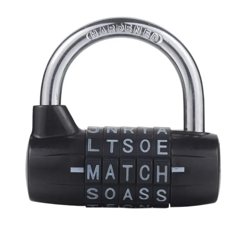 Y1UB 5-Dial Combination Padlock 5 Letters Lock Code Lock Large Gym Cabinet Locker