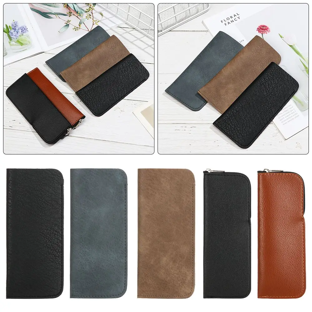 1Pcs Soft Leather Reading Glasses Bag Case Waterproof Solid Sun Glasses Pouch Simple Eyewear Storage Bags Eyewear Accessories