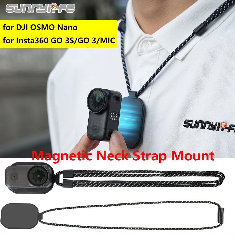 

Sunnylife Magnetic Camera Neck Strap Holder Mount Chest Bracket Quick Release for DJI OSMO Nano/Insta360 GO 3/GO 3S/MIC Lanyard