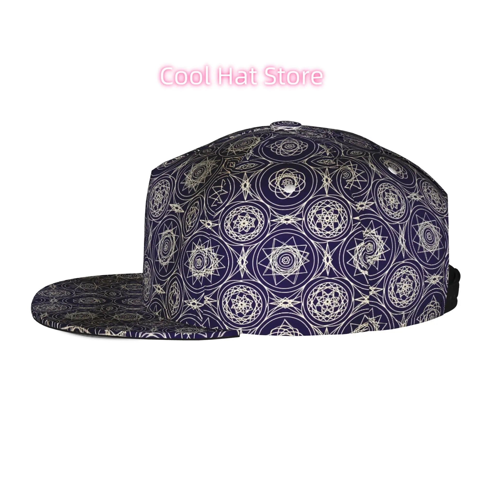 Men's & Women's Baseball Cap with Adjustable Snap-On Brim & Flat Top Design - Lightweight Magic circle, star chart outline