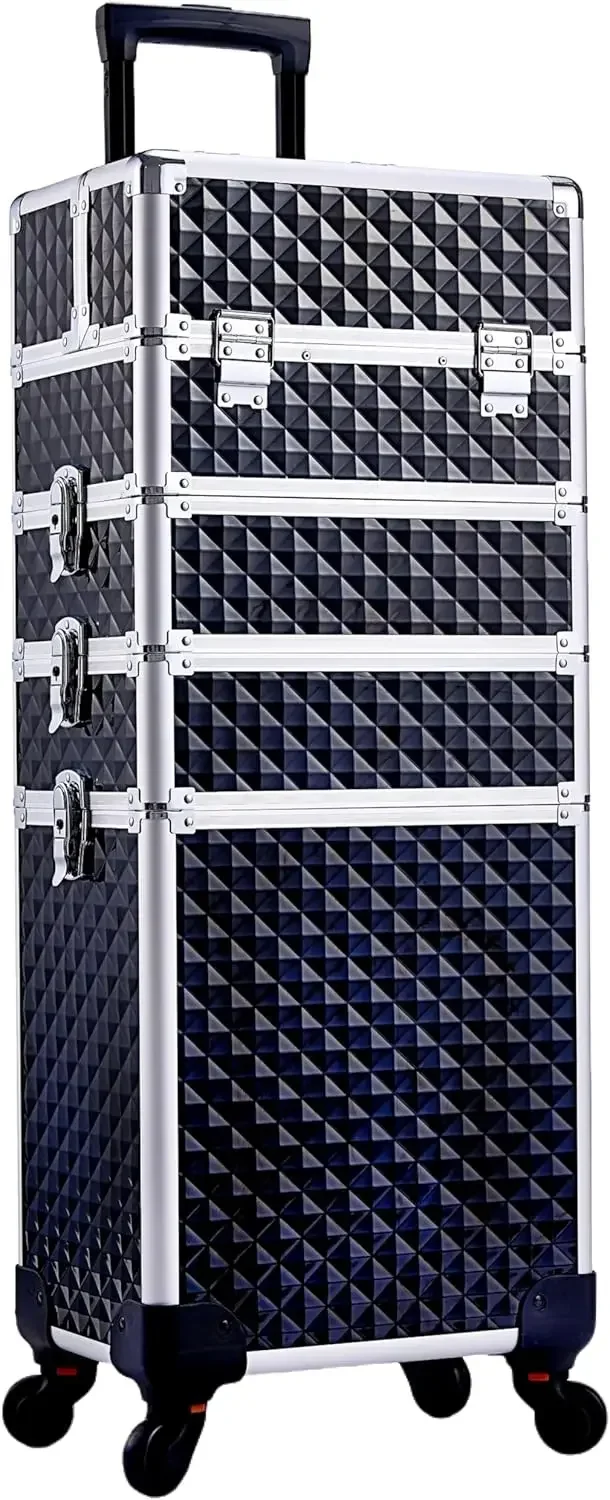 

Hot-selling4 in 1 Rolling Makeup Case Cosmetic Train Case Trolley Roll Travel Box