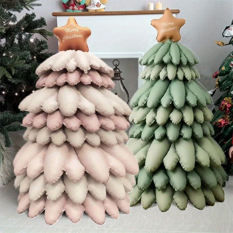 Matte Weihnachtsbaum Aluminiumfolie Ballon Rosa/Grün Weihnachtsbaum Ballon Neujahr Winter Heiligabend Party Dekoration